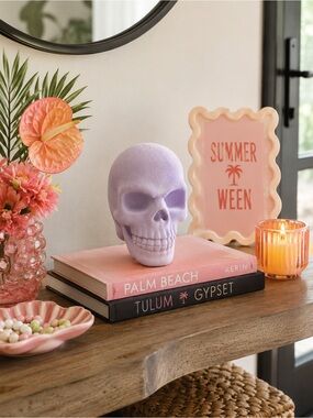 Celebrate Together Flocked Skull Halloween Decor